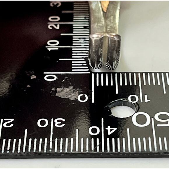 Signed Navajo Sterling Silver Amber Gemstone Cuff Bracelet 925 Native American - Picture 14 of 15